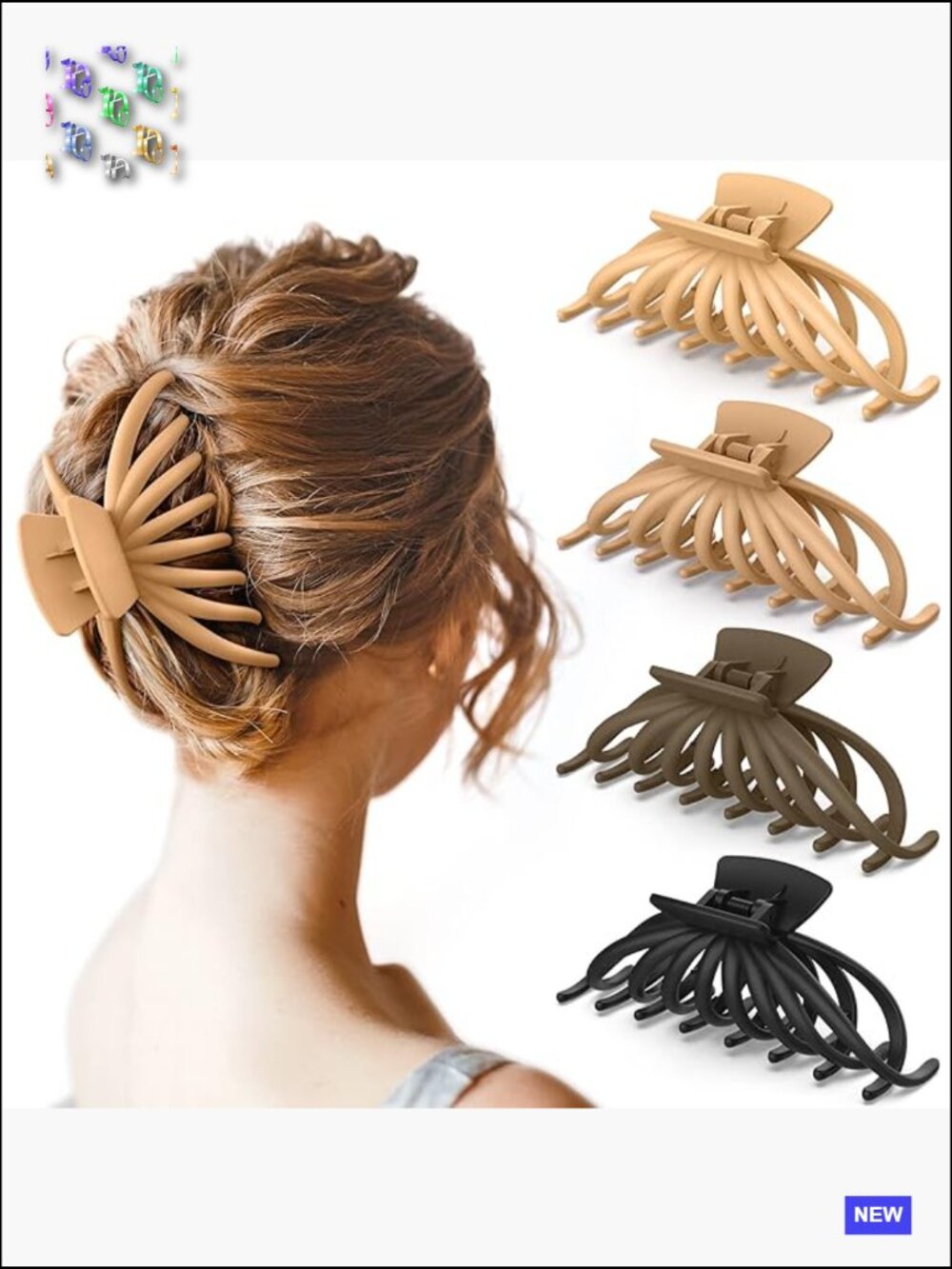 Large Hair Claw Clips for Thick Hair - 4 Pack, Extra Large, Matte Finish,